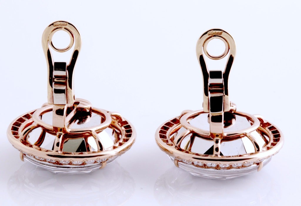 CHOPARD Diamond  Rose Gold HAPPY GOLDEN Earrings In New Condition For Sale In Los Angeles, CA