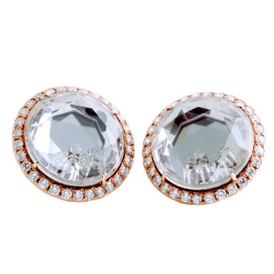 CHOPARD Diamond  Rose Gold HAPPY GOLDEN Earrings