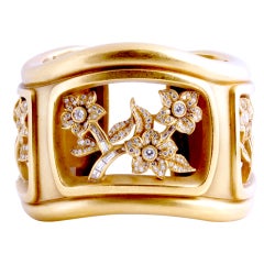 KIESELSTEIN-CORD Matte Green Gold, White Diamond Cuff Bracelet