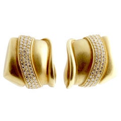 KIESELSTEIN-CORD Green Gold and Diamond "Escargot" Earrings