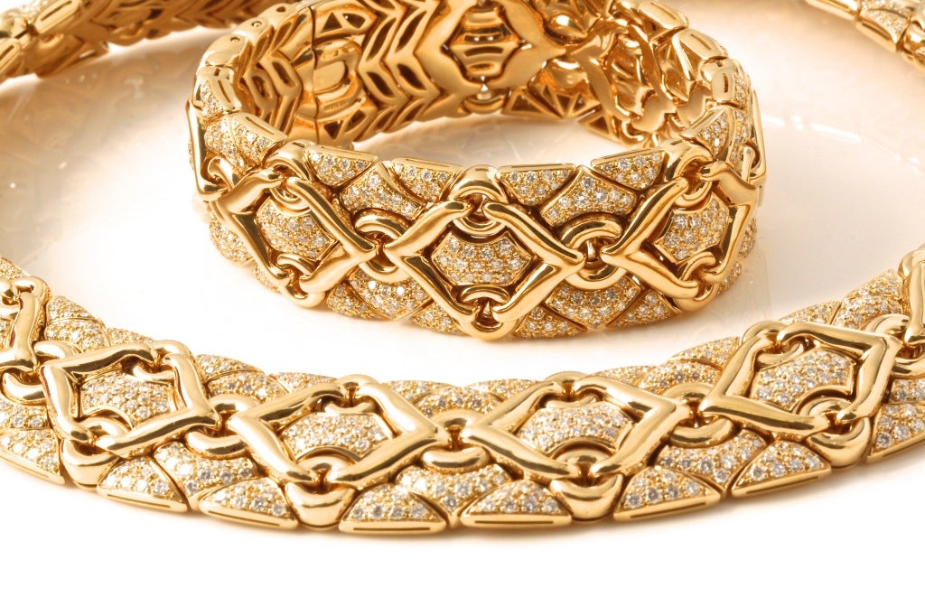 BULGARI  'TRIKA'  Diamond Gold Necklace and Bracelet 2