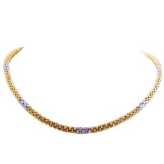 Yellow Gold Sterling Silver White Diamond Necklace