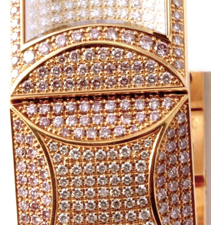 Fred Rose Gold and Fancy Pink Diamond Limited Edition Watch In Excellent Condition For Sale In Los Angeles, CA