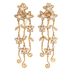KIESELSTEIN-CORD Green Gold Diamond Flower Drop Earrings