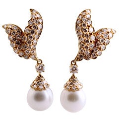 South Sea Cultured Pearl Diamond Earrings