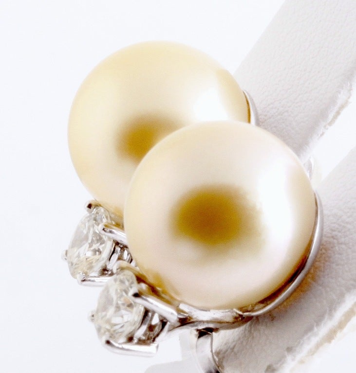 Golden Pearl Diamond Earrings