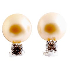 Golden Pearl Diamond Earrings