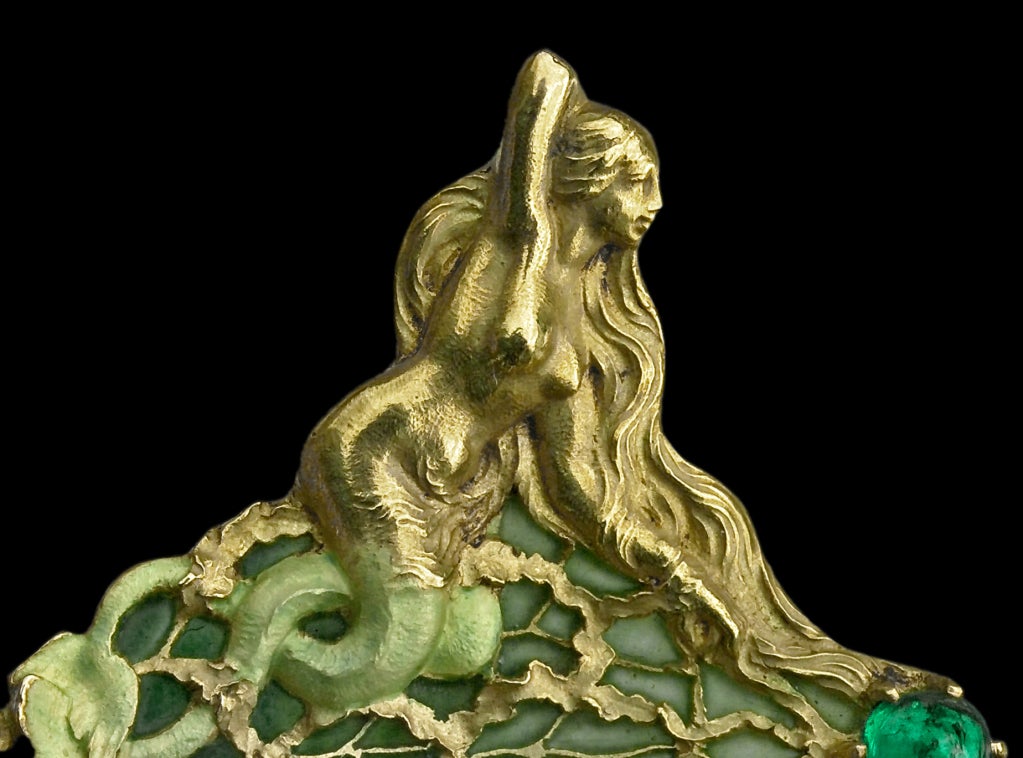JOE DESCOMPS 'The Melusines' Art Nouveau Pendant / Brooch 4