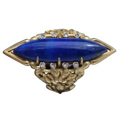 Louis Wièse Art Nouveau Lapis Lazuli Diamond Gold Cornflower Motif Cocktail Ring 12