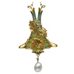 LÉOPOLD ALBERT MARIN GAUTRAIT 'Helianthus' Art Nouveau Pendant