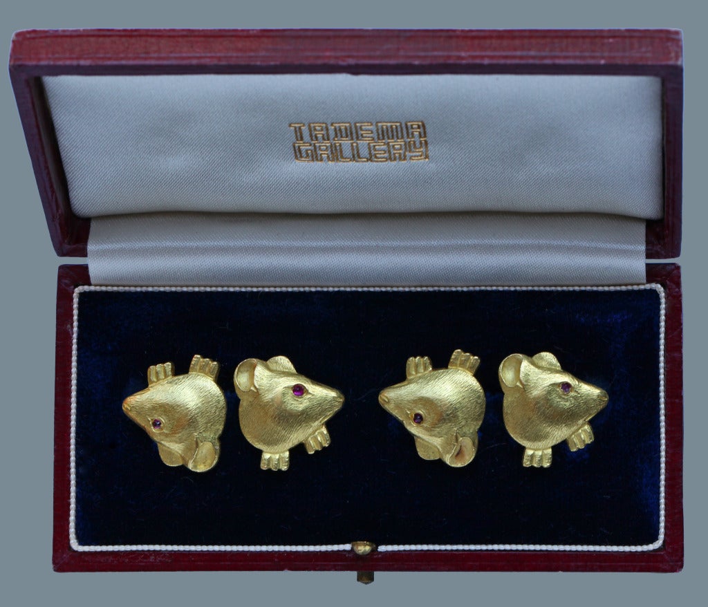 Charming Edwardian Mouse Gold Cufflinks 1