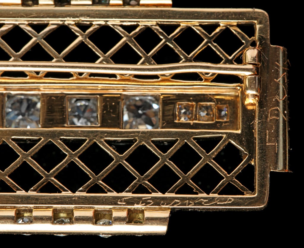 Jean DespréS Art Deco Diamond Gold Platinum Brooch 2