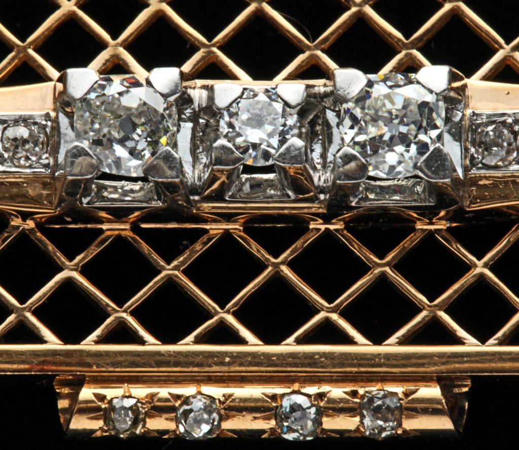 Jean DespréS Art Deco Diamond Gold Platinum Brooch 4