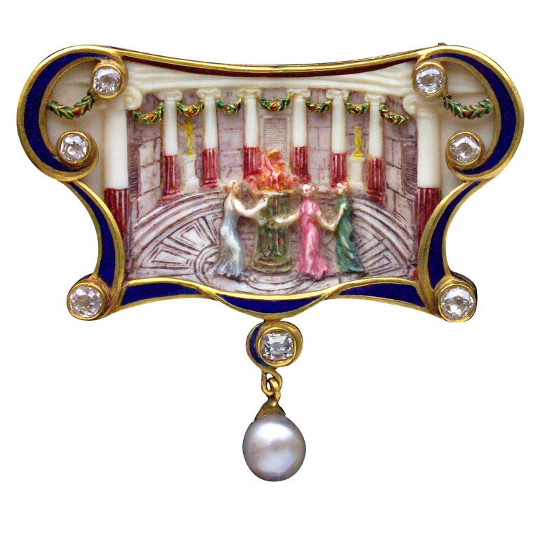 René Foy Art Nouveau The Vestal Virgins Brooch Pendant