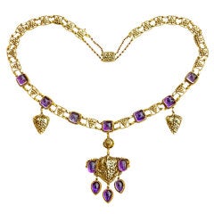 Amethyst Gold Grapevine Necklace John Paul Cooper Arts and Crafts 2