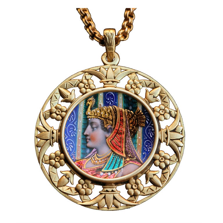 Egyptian Revival Cleopatra Pendant For Sale