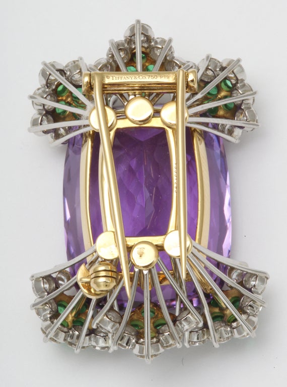 Women's TIFFANY Donald Claflin Amethyst Diamond Emerald Brooch