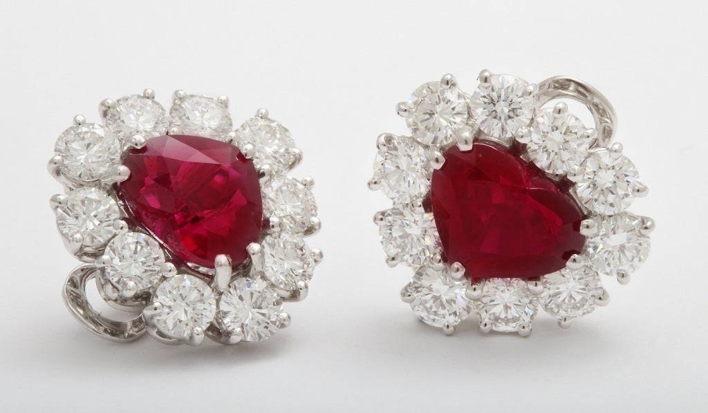 Women's GRAFF Burma Ruby Diamond Earclips For Sale