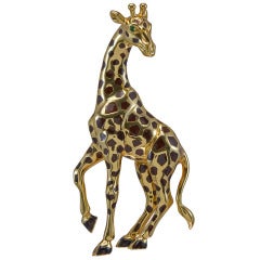 Cartier Gold & Enamel Giraffe Brooch