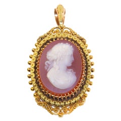Victorian Antique Cameo and Gold Pendant/Brooch