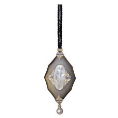 Moonstone and Rock Crystal Cameo