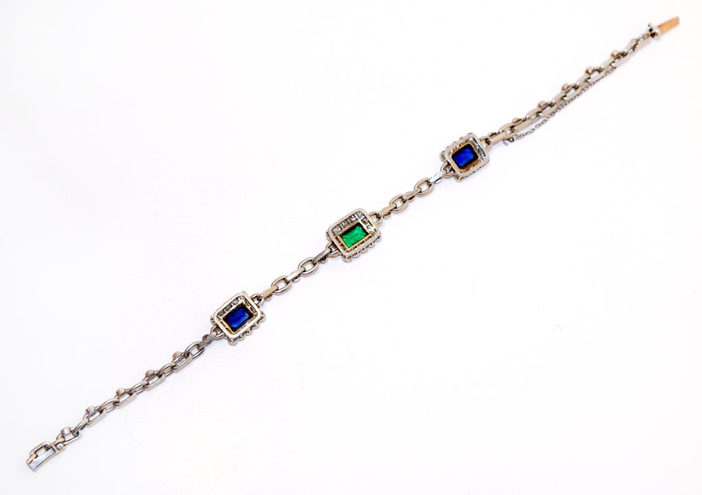 1920's Gemset Cluster and Diamond Bracelet