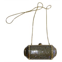 Judith Leiber Crystal and jet on brass evening bag