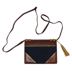 Paloma picasso leather and fabric handbag