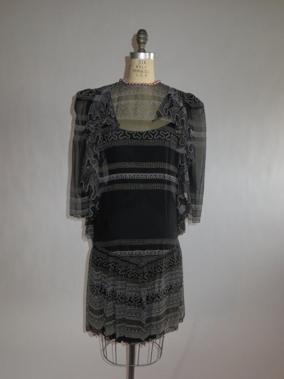 Zandra Rhodes Hand painted silk dress and slip