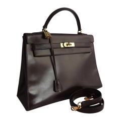 Retro Hermes Kelly 32 handbag brown box