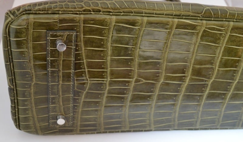 Hermès Birkin Shoulder 42 Vert Veronese Crocodile Porosus In Excellent Condition In Paris, FR