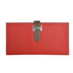 Hermes Bearn wallet Bicolore Rose Jaipur and Etoupe