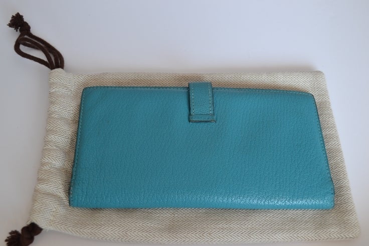Blue Hermes Bearn wallet Turquoise