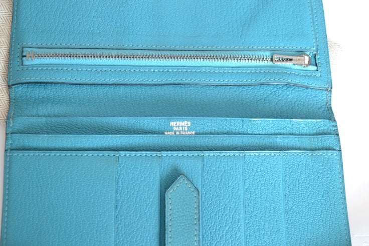 Women's Hermes Bearn wallet Turquoise