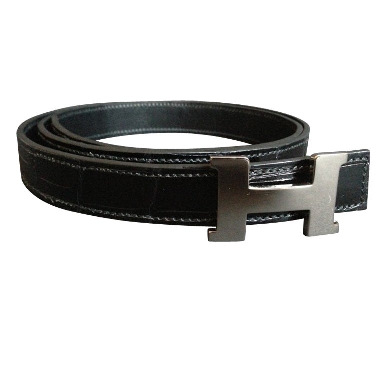 Hermes Buckle H / Constance + Belt black crocodile