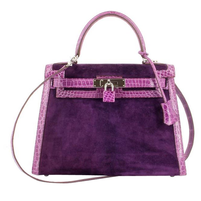 Exceptionnal Hermès Kelly 28 Veau Doblis and Crocodile Porosus