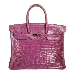 Hermes Birkin 25 Handbag F5 Bourgogne Shiny Porosus Croc GHW