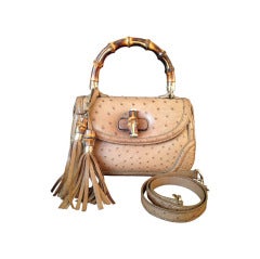 Gucci New Bamboo Ostrich Gold