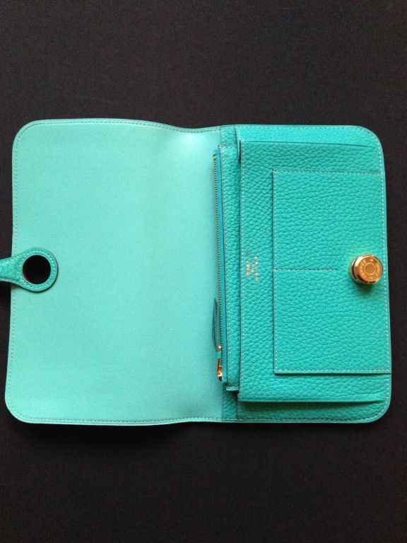 Hermes Dogon wallet Bleu Paon gold hardware at 1stdibs  