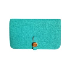 Hermes Dogon wallet Bleu Paon gold hardware