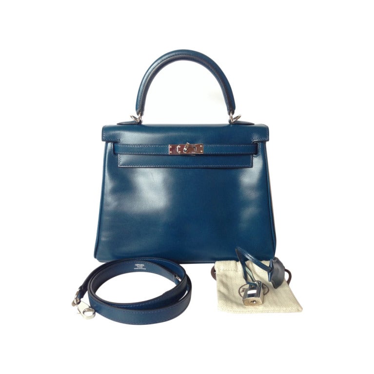 Hermès Kelly 25 Bleu Abysse Box Kalbsleder Box Kalbsleder Bleu Abysse