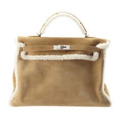 Hermes Kelly 35 Shearling & Ébène Barénia Retourné Teddy Kelly