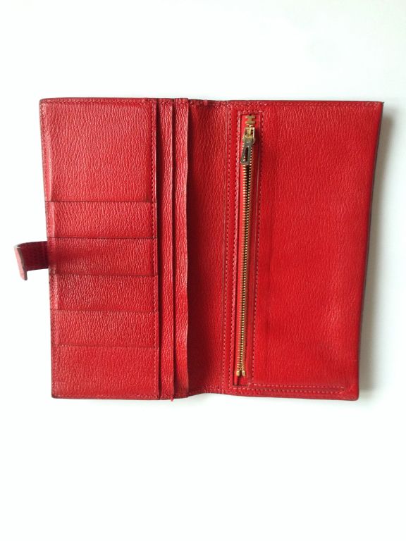 Women's or Men's Hermes Bearn wallet Lizard Red