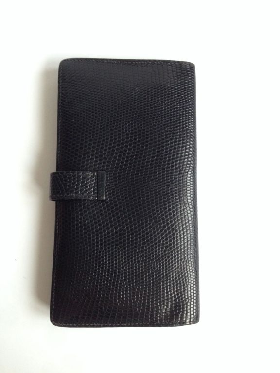 Hermes Bearn wallet black Lizard In Good Condition In Paris, FR