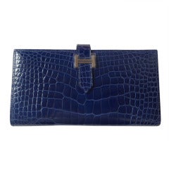 Hermes Bearn wallet Alligator Bleu Saphir (Blue sapphire)
