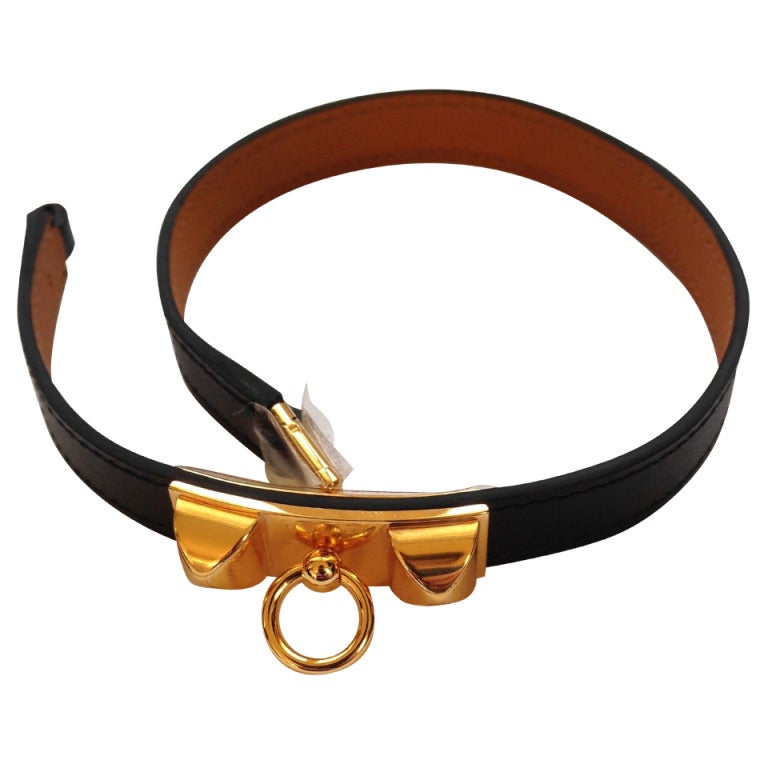 Hermes Rivale bracelet black and gold plated For Sale