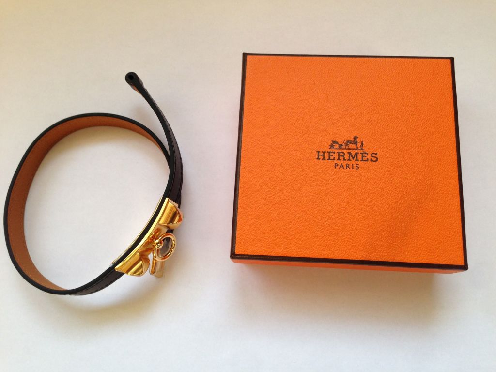 Hermes Rivale bracelet black and gold plated For Sale 5