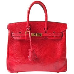 Hermès Birkin 25 Braise Lizard gold hardware