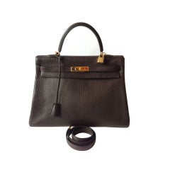 Hermès Kelly 35 Fjord Chocolate gold hardware