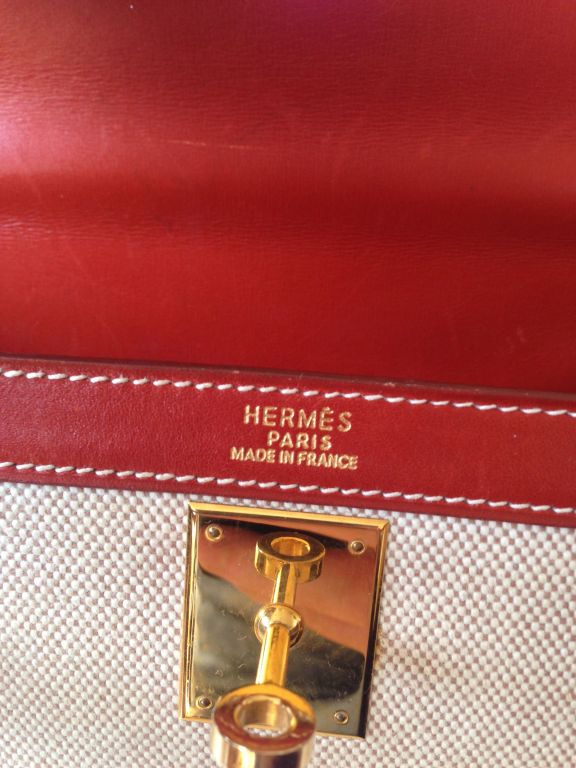 Hermes Kelly 32 Bimatiere Box and canvas gold hardware 4
